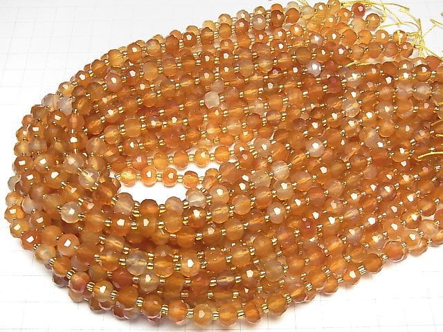 [Video]High Quality! Mixed Carnelian Faceted Button Roundel 8x8x6mm 1strand beads (aprx.15inch/36cm)