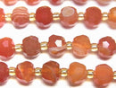 [Video]High Quality! Carnelian ,Sardonyx AAA Faceted Button Rondelle 8x8x6mm 1strand beads (aprx.15inch/37cm)