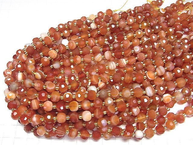 [Video]High Quality! Carnelian ,Sardonyx AAA Faceted Button Rondelle 8x8x6mm 1strand beads (aprx.15inch/37cm)