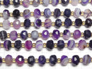 [Video]High Quality! Purple Stripe Agate Faceted Button Rondelle 8x8x6mm 1strand beads (aprx.15inch/37cm)