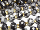 [Video]High Quality! Snowflake Obsidian Faceted Button Rondelle 8x8x6mm 1strand beads (aprx.15inch/37cm)