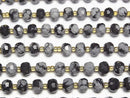 [Video]High Quality! Snowflake Obsidian Faceted Button Rondelle 8x8x6mm 1strand beads (aprx.15inch/37cm)