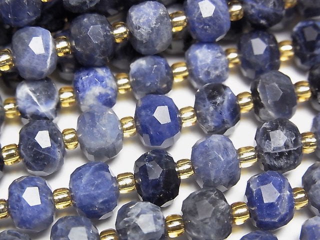 [Video]High Quality! Sodalite AA++ Faceted Button Rondelle 8x8x6mm half or 1strand beads (aprx.15inch/36cm)