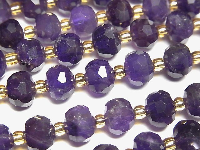 [Video]High Quality! Amethyst AA++ Faceted Button Roundel 8x8x6mm half or 1strand beads (aprx.15inch/36cm)