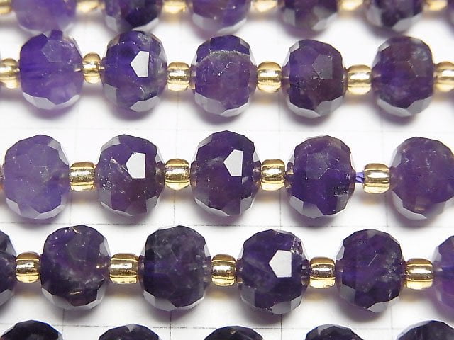 [Video]High Quality! Amethyst AA++ Faceted Button Roundel 8x8x6mm half or 1strand beads (aprx.15inch/36cm)