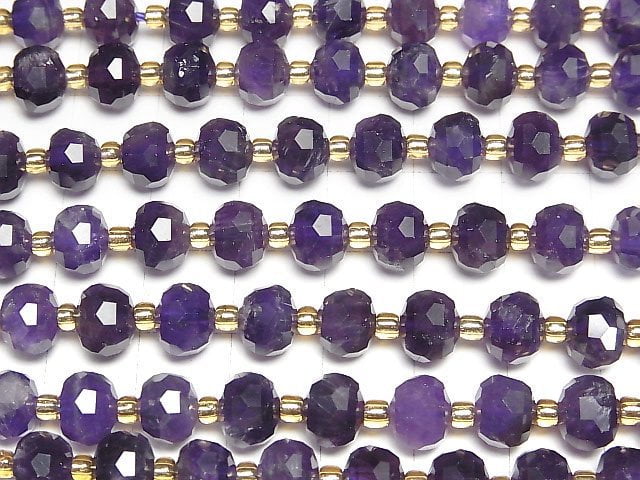 [Video]High Quality! Amethyst AA++ Faceted Button Rondelle 8x8x6mm half or 1strand beads (aprx.15inch/36cm)