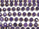 [Video]High Quality! Amethyst AA++ Faceted Button Rondelle 8x8x6mm half or 1strand beads (aprx.15inch/36cm)
