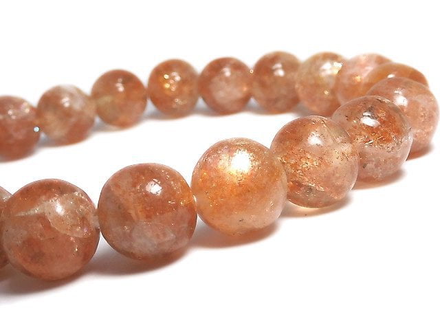 [Video][One of a kind] Sunstone AA++ Round 9.5mm Bracelet NO.1