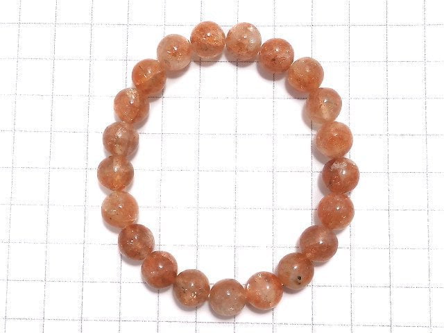 [Video][One of a kind] Sunstone AA++ Round 9.5mm Bracelet NO.1