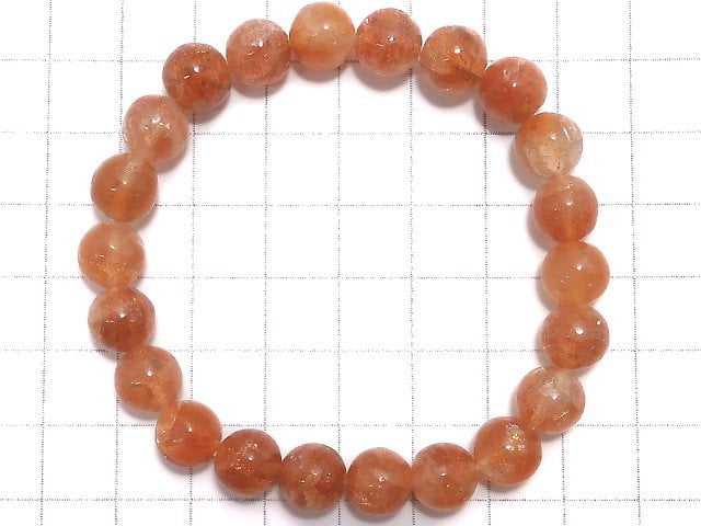 [Video][One of a kind] Sunstone AA++ Round 9mm Bracelet NO.2