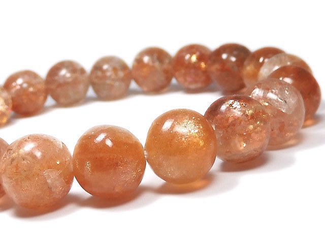 [Video][One of a kind] Sunstone AA++ Round 9.5mm Bracelet NO.8