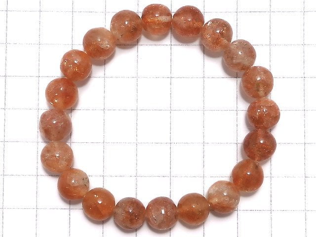 [Video][One of a kind] Sunstone AA++ Round 9.5mm Bracelet NO.8