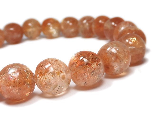 [Video][One of a kind] Sunstone AA++ Round 9.5mm Bracelet NO.9