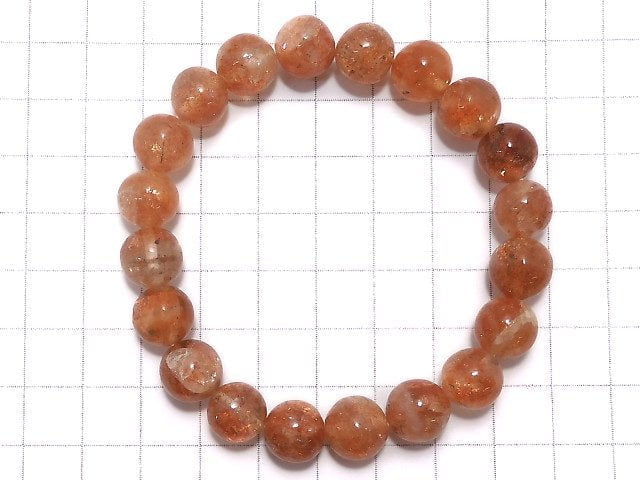 [Video][One of a kind] Sunstone AA++ Round 10mm Bracelet NO.11