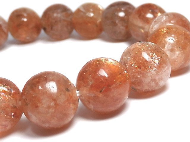 [Video][One of a kind] Sunstone AA++ Round 10.5mm Bracelet NO.12