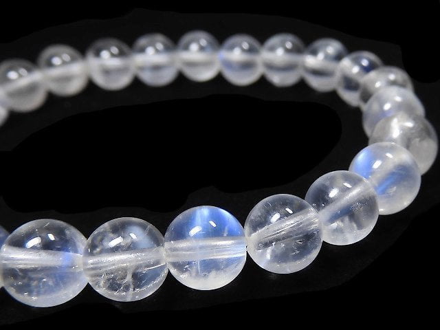 [Video][One of a kind] High Quality Royal Blue Moonstone AAA- Round 7mm Bracelet NO.3