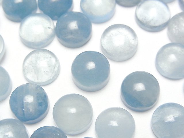 [Video]Aquamarine AA++ Round Cabochon 10x10mm 3pcs