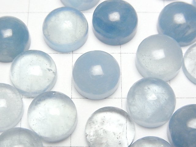 [Video]Aquamarine AA++ Round Cabochon 10x10mm 3pcs