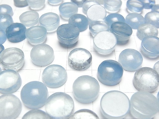 [Video]Aquamarine AA++ Round Cabochon 10x10mm 3pcs