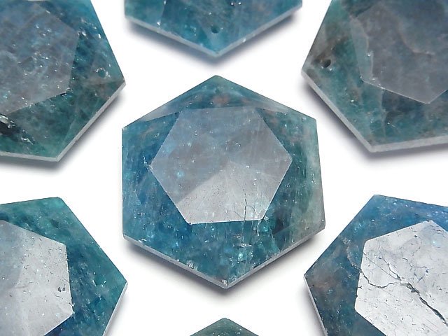 [Video] Blue Green Apatite AA++ Hexagram 32x28mm 1pc