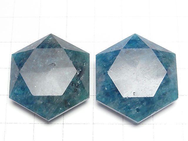 [Video] Blue Green Apatite AA++ Hexagram 32x28mm 1pc