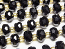 [Video]High Quality! Onyx Faceted Button Rondelle 8x8x6mm 1strand beads (aprx.15inch/37cm)