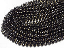 [Video]High Quality! Onyx Faceted Button Rondelle 8x8x6mm 1strand beads (aprx.15inch/37cm)