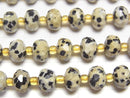[Video]High Quality! Dalmatian Jasper Faceted Button Rondelle 8x8x6mm 1strand beads (aprx.15inch/36cm)