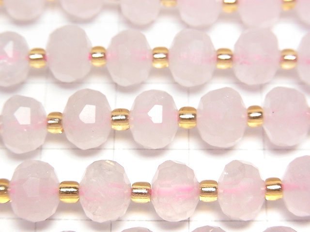 [Video]High Quality! Rose Quartz AA++ Faceted Button Rondelle 8x8x6mm 1strand beads (aprx.15inch/37cm)