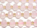 [Video]High Quality! Rose Quartz AA++ Faceted Button Rondelle 8x8x6mm 1strand beads (aprx.15inch/37cm)
