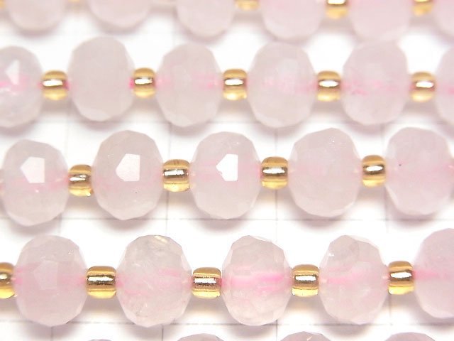 [Video]High Quality! Rose Quartz AA++ Faceted Button Roundel 8x8x6mm 1strand beads (aprx.15inch/37cm)