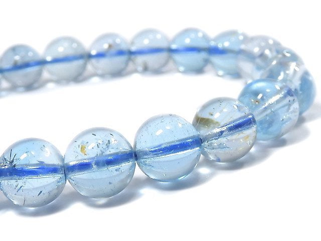 [Video][One of a kind] High Quality Sky Blue Topaz AAA- Round 8.5mm Bracelet NO.105