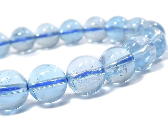 [Video][One of a kind] High Quality Sky Blue Topaz AAA- Round 8.5mm Bracelet NO.106