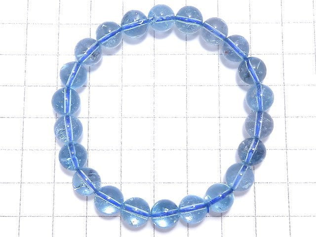 [Video][One of a kind] High Quality Sky Blue Topaz AAA- Round 8.5mm Bracelet NO.106