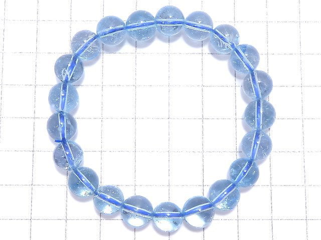 [Video][One of a kind] High Quality Sky Blue Topaz AAA- Round 9mm Bracelet NO.108