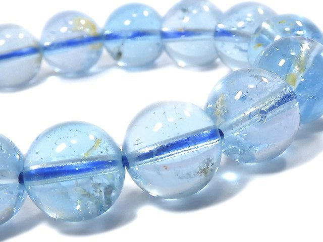 [Video][One of a kind] High Quality Sky Blue Topaz AAA- Round 12mm Bracelet NO.114