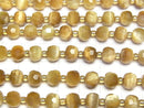 [Video]High Quality! Yellow Tiger's Eye AAA- Faceted Button Rondelle 8x8x6mm Honey color half or 1strand beads (aprx.15inch/36cm)