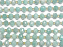 [Video]High Quality! Mozambique Amazonite AA++ Faceted Button Rondelle 8x8x6mm half or 1strand beads (aprx.15inch/36cm)