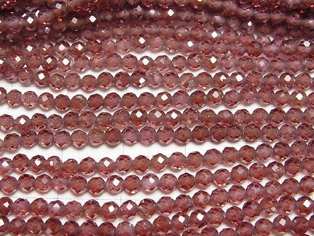 [Video]High Quality! Champagne Garnet AAA Faceted Round 3mm 1strand beads (aprx.15inch/37cm)