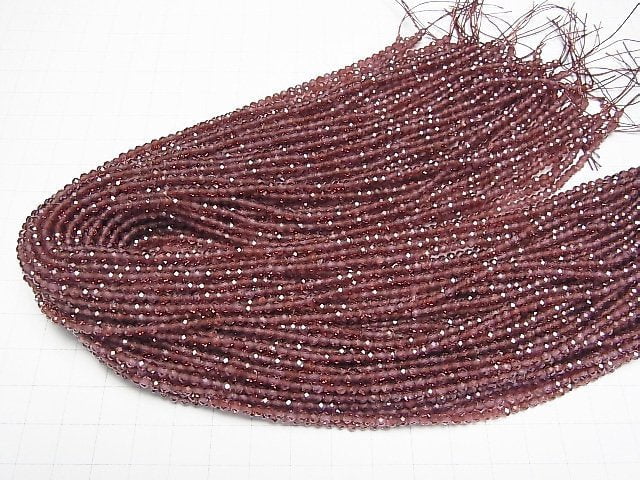 [Video]High Quality! Champagne Garnet AAA Faceted Round 3mm 1strand beads (aprx.15inch/37cm)