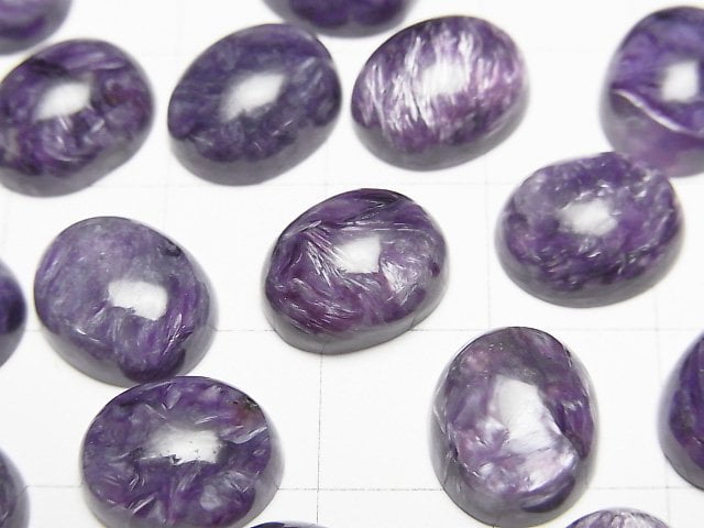 [Video]Charoite AA++ Oval Cabochon 12x10mm 2pcs