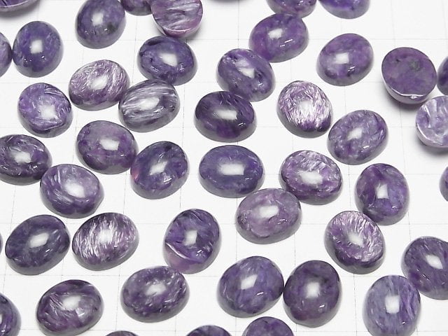 [Video]Charoite AA++ Oval Cabochon 12x10mm 2pcs