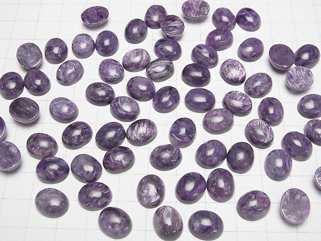 [Video]Charoite AA++ Oval Cabochon 12x10mm 2pcs