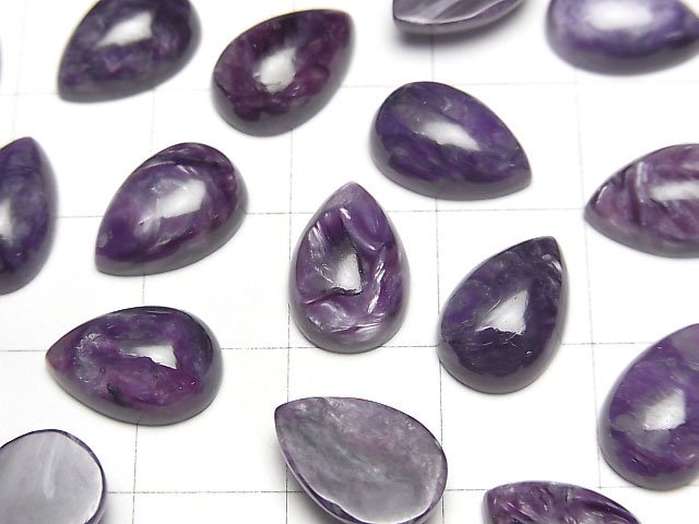 [Video]Charoite AA++ Pear shape Cabochon 12x8mm 2pcs