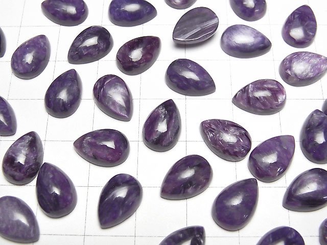 [Video]Charoite AA++ Pear shape Cabochon 12x8mm 2pcs