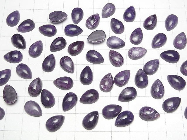 [Video]Charoite AA++ Pear shape Cabochon 12x8mm 2pcs