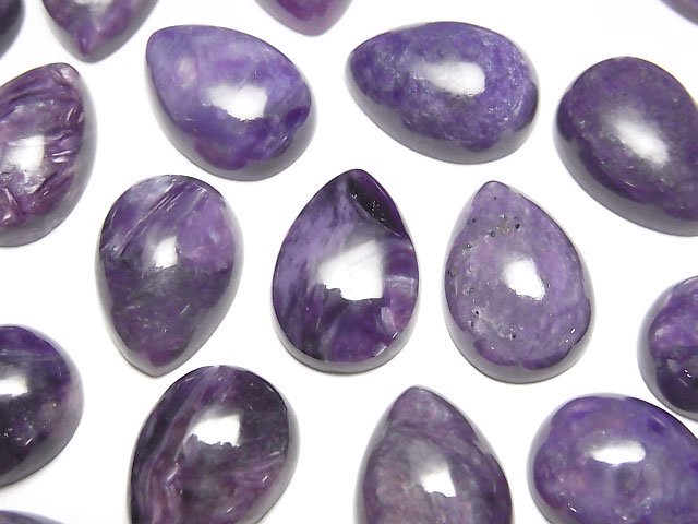 [Video]Charoite AA++ Pear shape Cabochon 14x10mm 2pcs