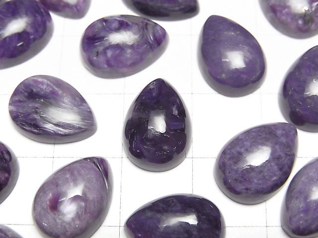 [Video]Charoite AA++ Pear shape Cabochon 14x10mm 2pcs