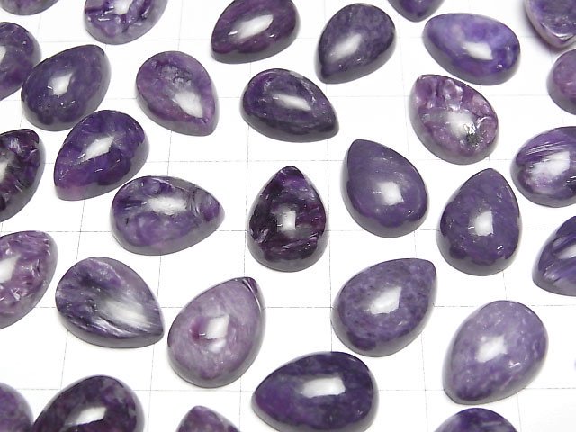 [Video]Charoite AA++ Pear shape Cabochon 14x10mm 2pcs