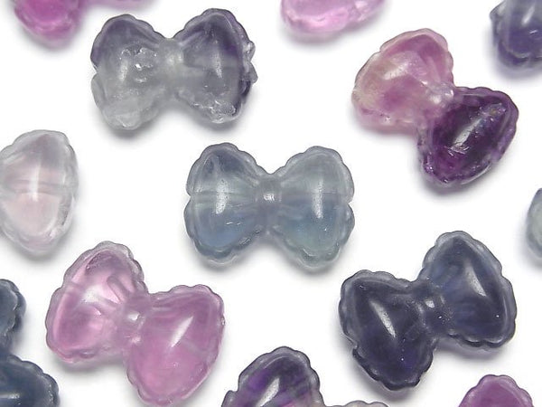 [Video] Multicolor Fluorite AAA- Ribbon motif 14x18mm [Horizontal hole] 5pcs